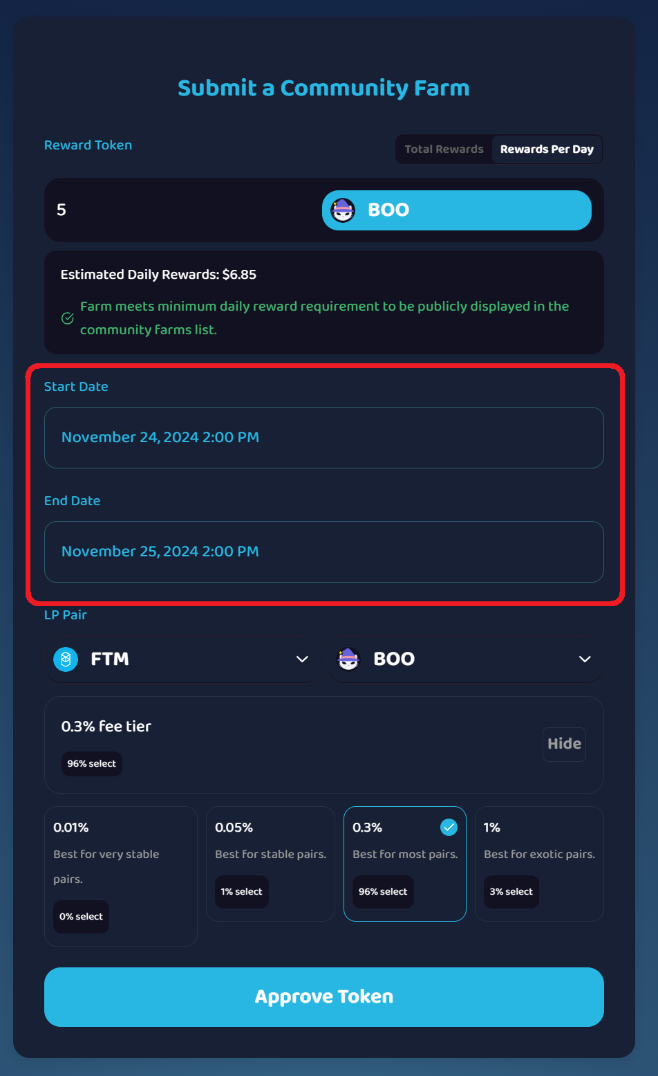 Date & time selection