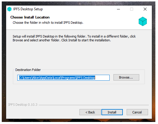 Choose install location