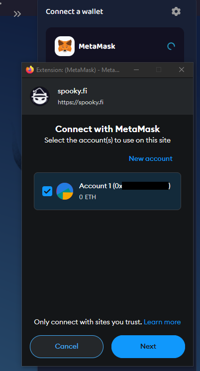 MetaMask account selection
