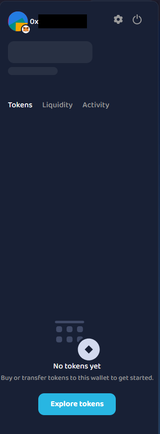 Connected wallet window