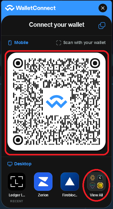 WalletConnect QR dialog