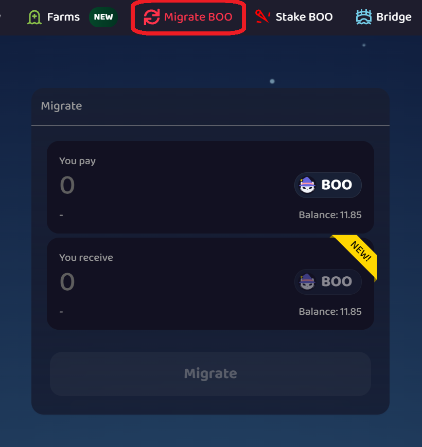 Migrate page on Fantom