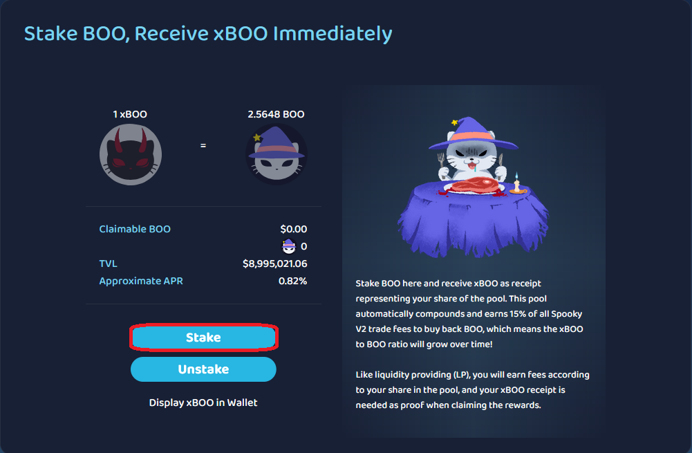 Stake BOO amount selection