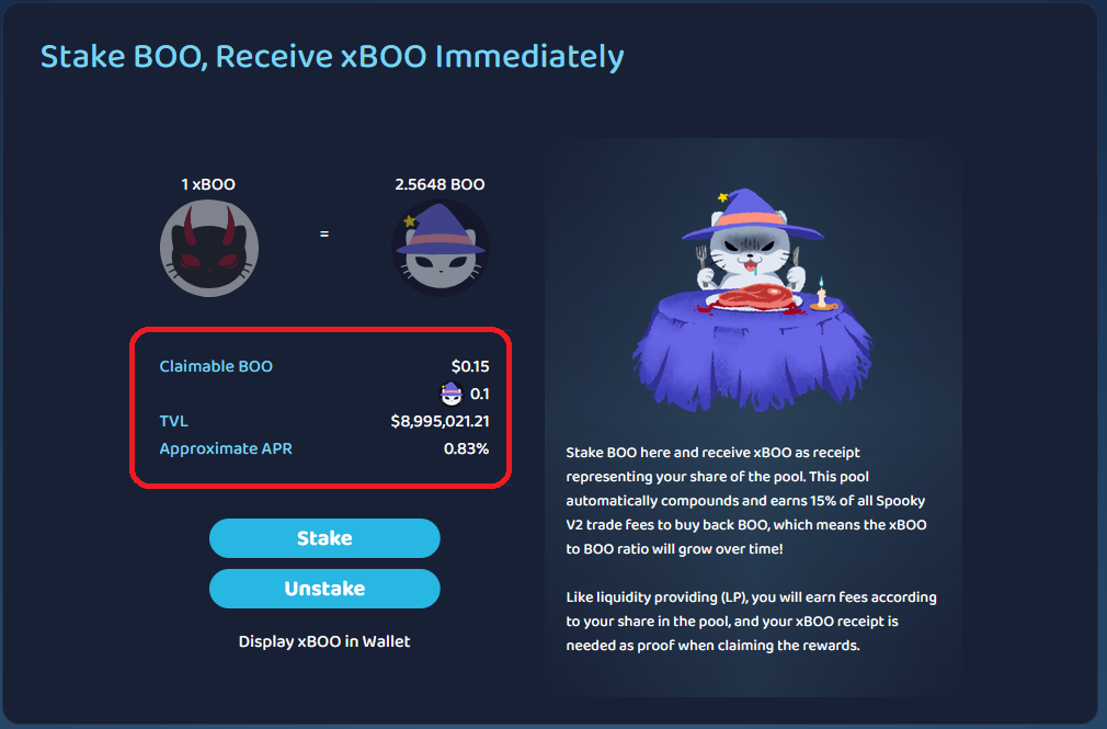 Claimable BOO and xBOO balance