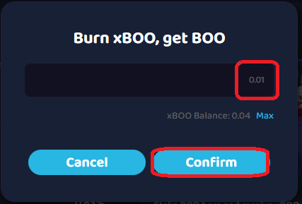 Choose unstake amount